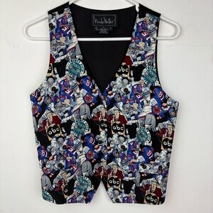Vintage Nicole Miller Football Silk Novelty Vest